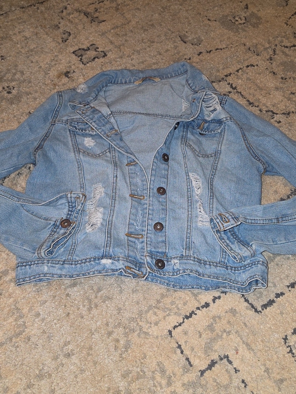 Boutique 9 Light Blue Distressed Denim Trucker Jacket